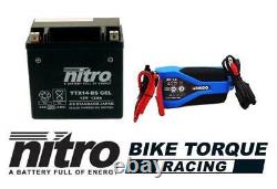Nitro NTX14 AGM Gel Battery + Charger to fit YAMAHA YFS 200 Blaster (89-06)
